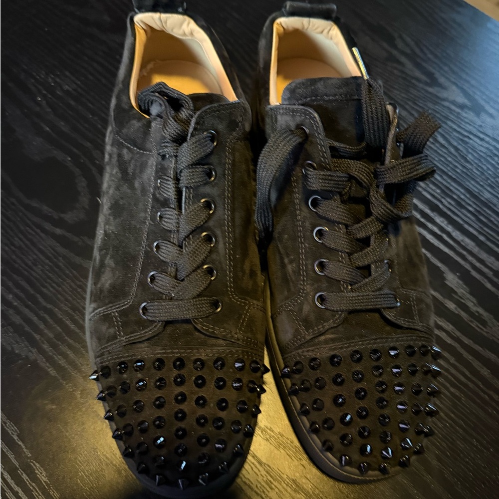 Christian Louboutin Black Suede Studded Sneakers